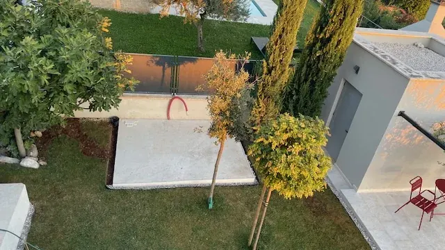 Existing concrete base for the sauna in Markovac