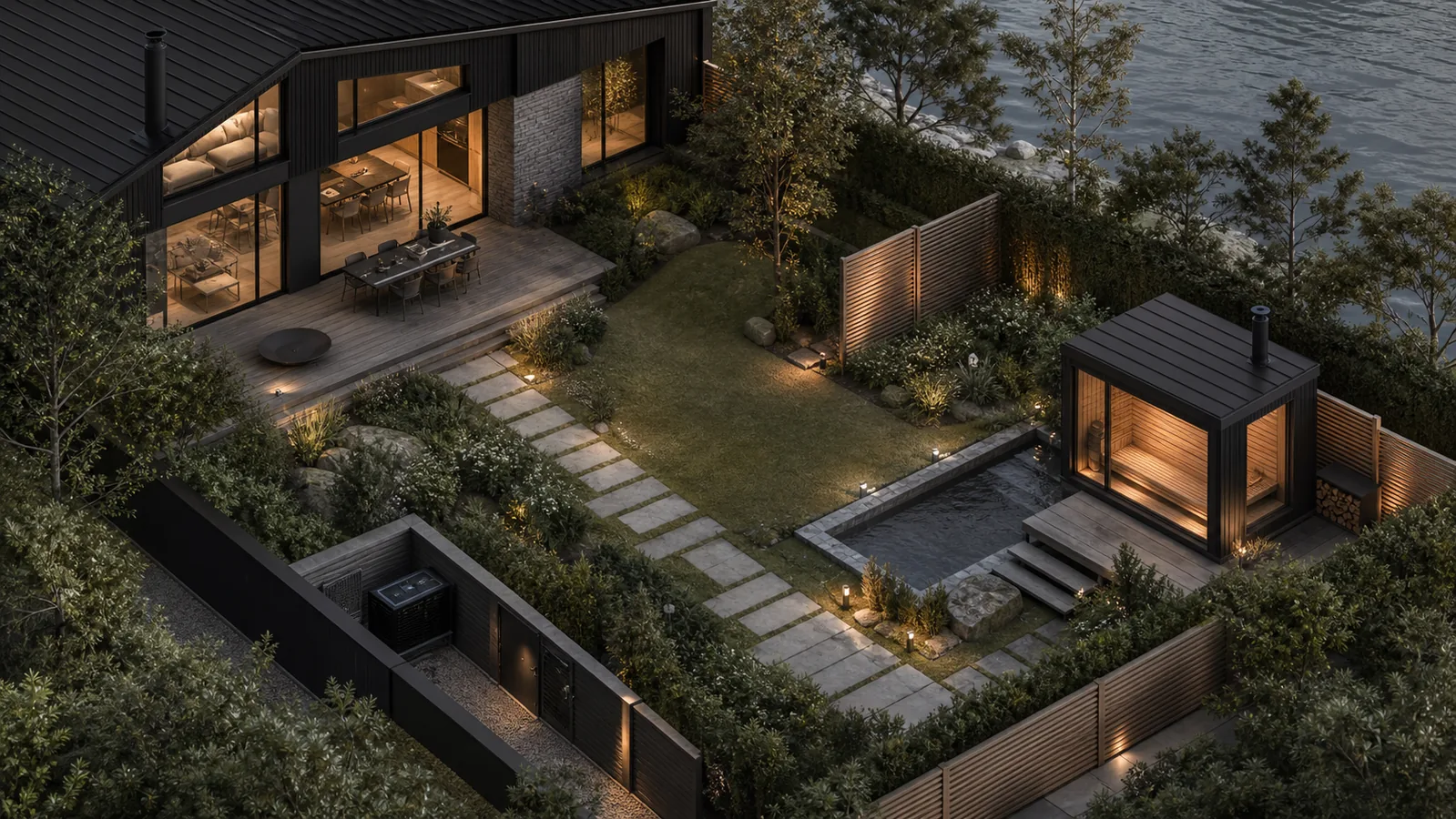Wo sollte eine Outdoor-Sauna stehen?