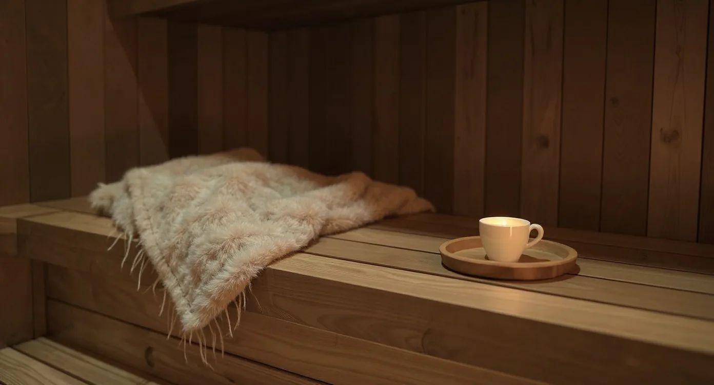 Ruhe nach dem Contrast-Ritual mit Cold Plunge und abendlichem Outdoor-Wellnessambiente