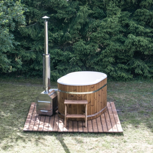 Ovalna vanjska hot-tub kupka s umetkom od stakloplastike i vanjskim grijačem